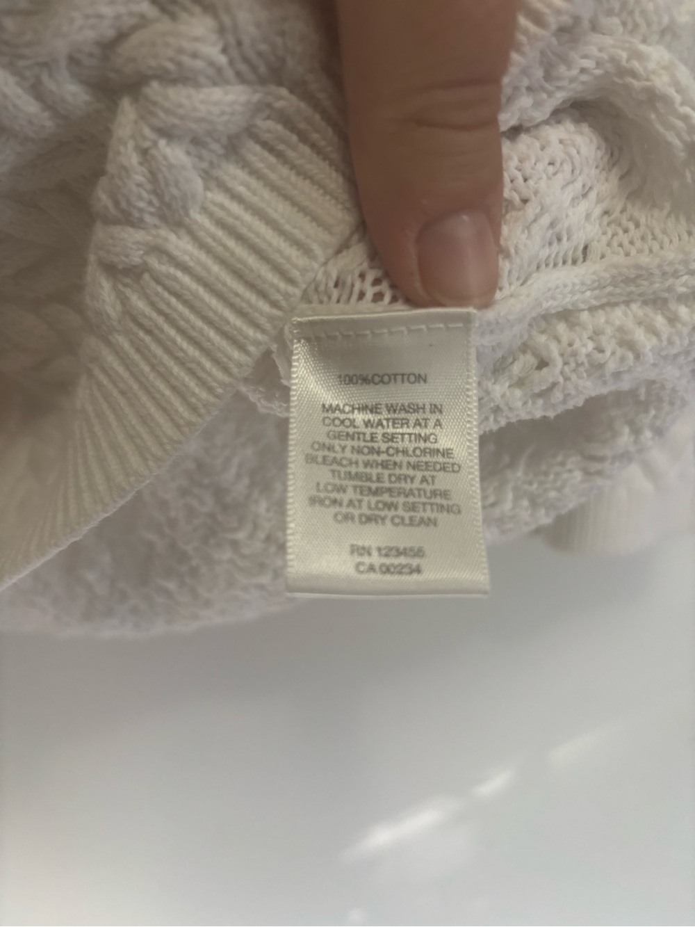 Lord & Taylor White Cotton Knit Crewneck Sweater - Picture 4 of 4